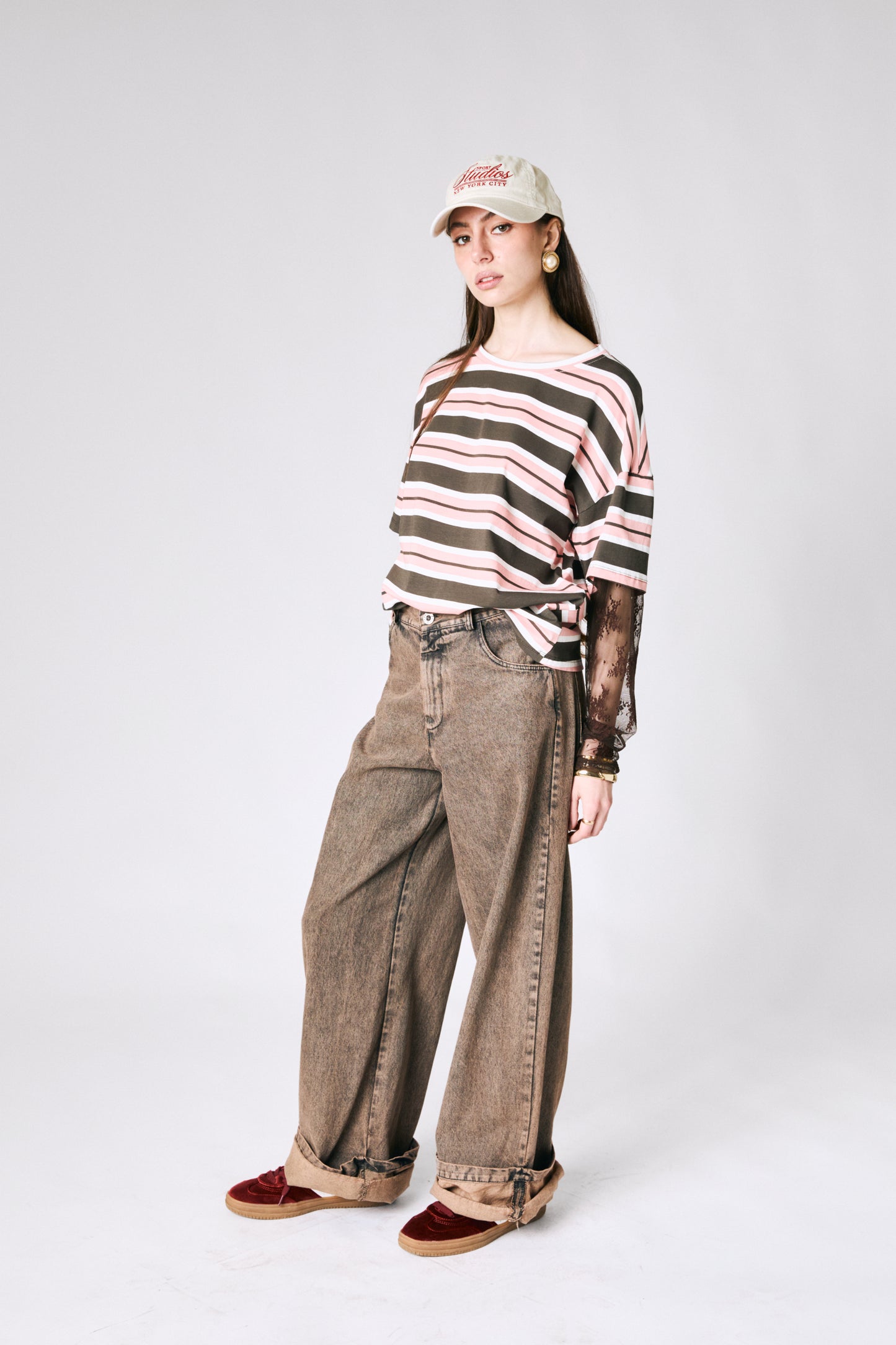 Jeans palazzo con risvolto