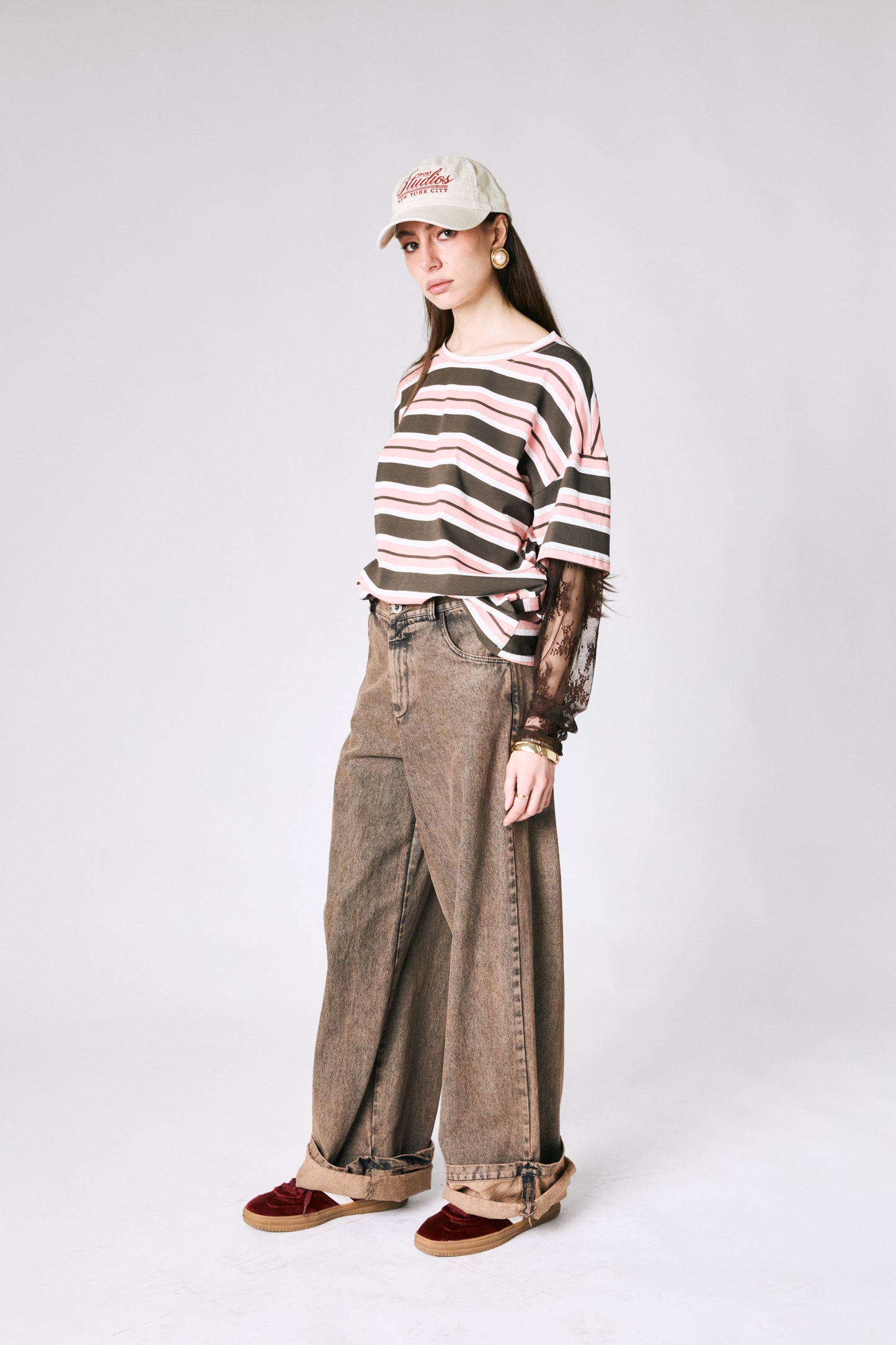 Jeans palazzo con risvolto