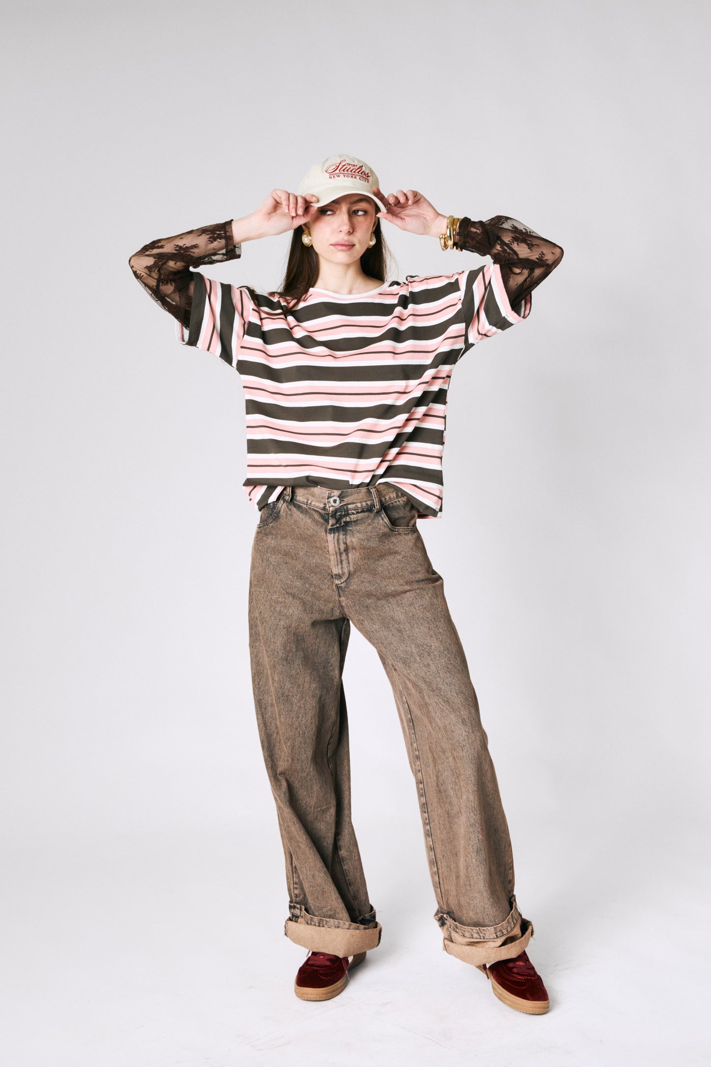 Jeans palazzo con risvolto