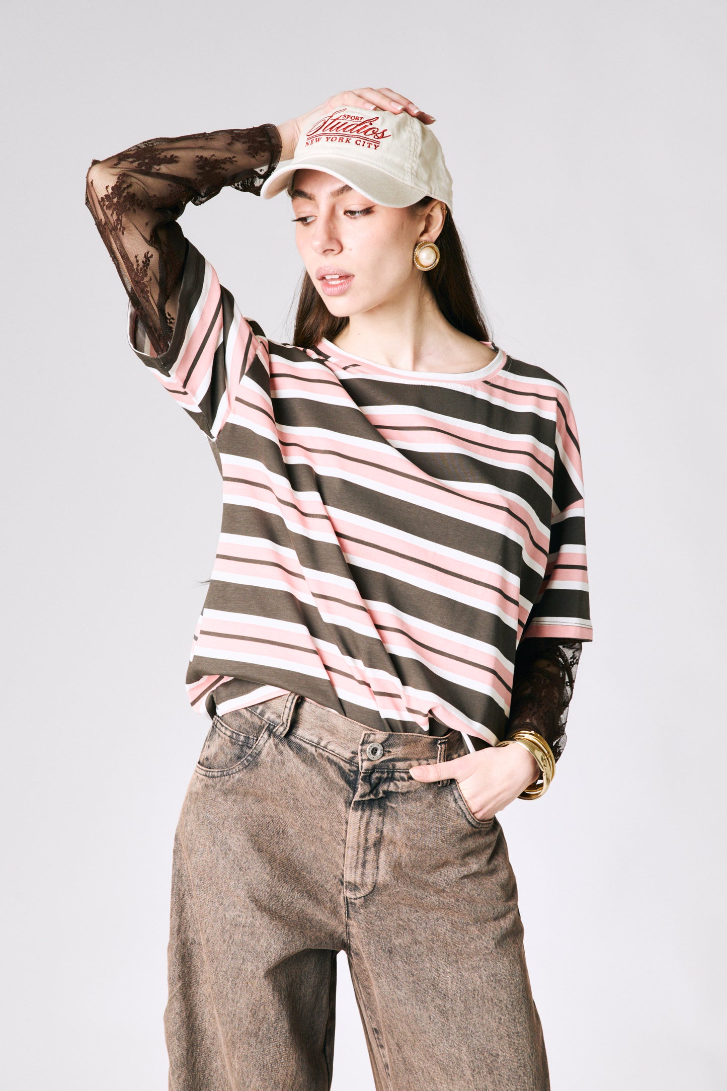 Jeans palazzo con risvolto