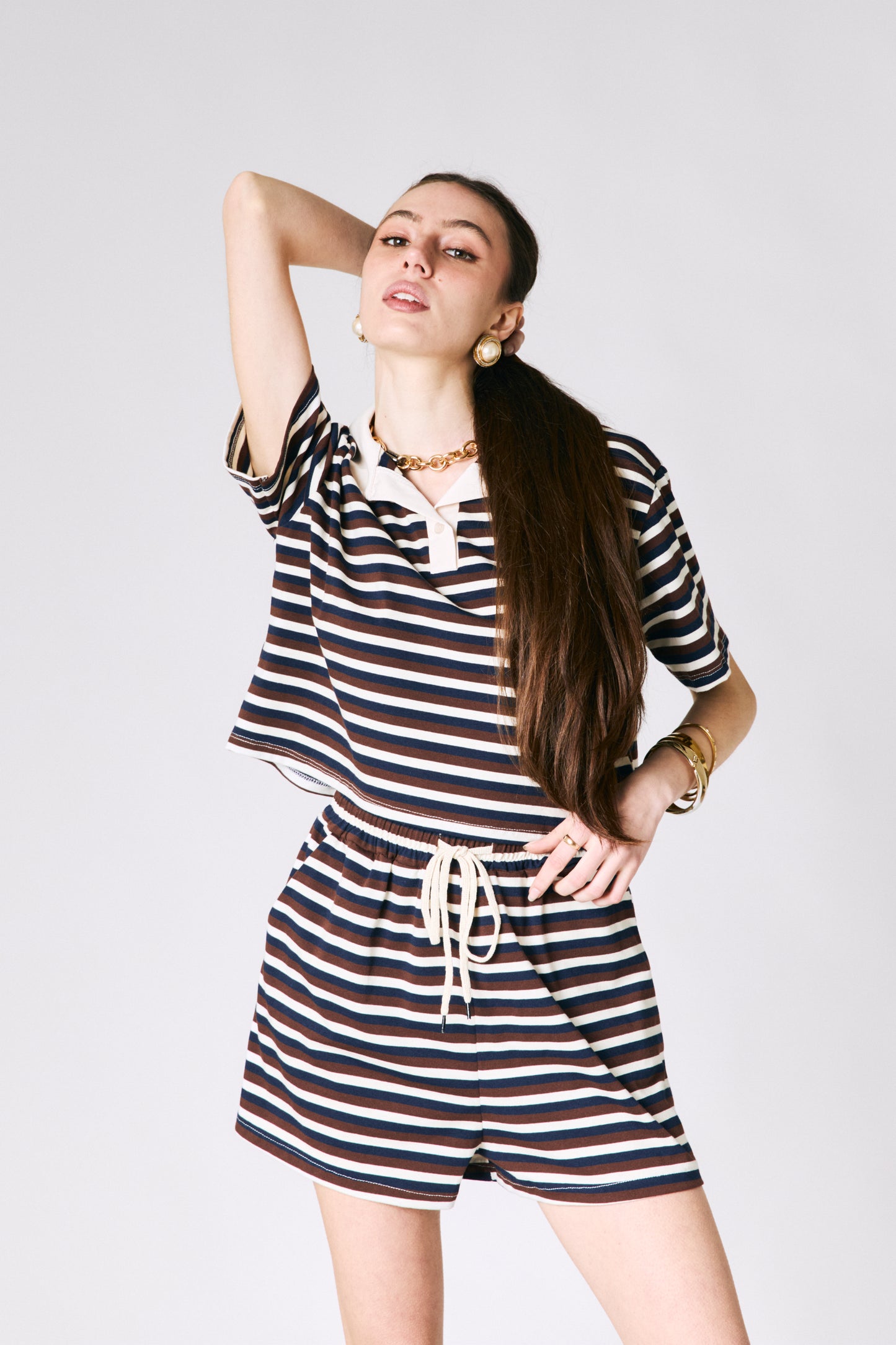 Completo rigato top polo