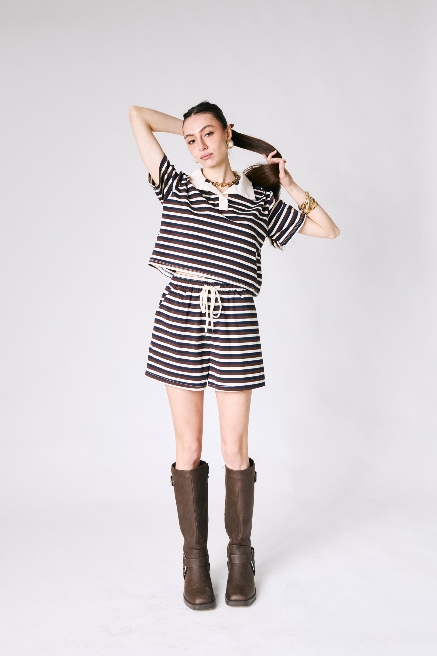 Completo rigato top polo