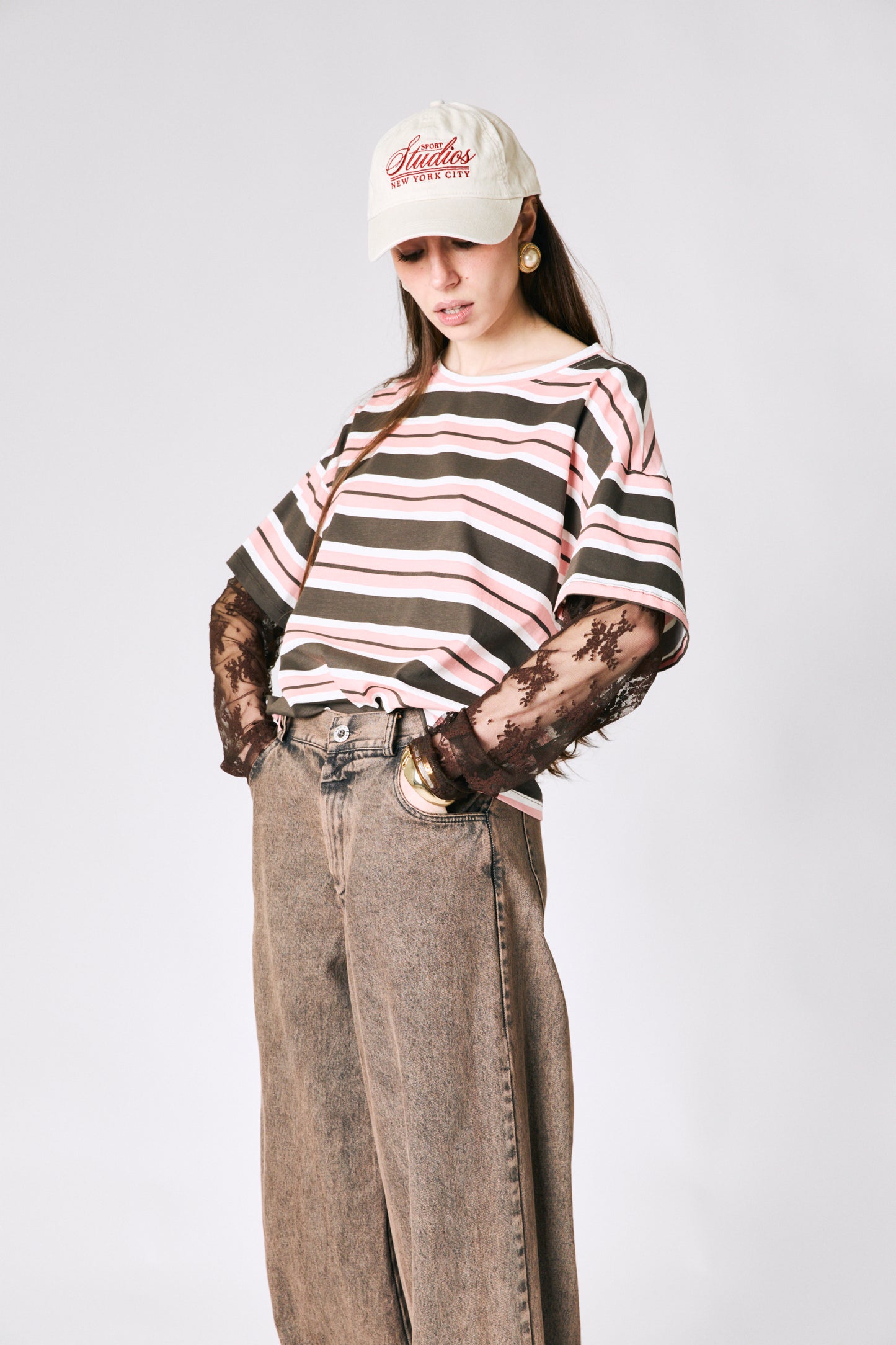 Jeans palazzo con risvolto