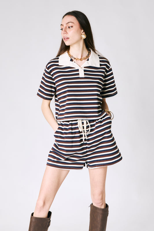 Completo rigato top polo