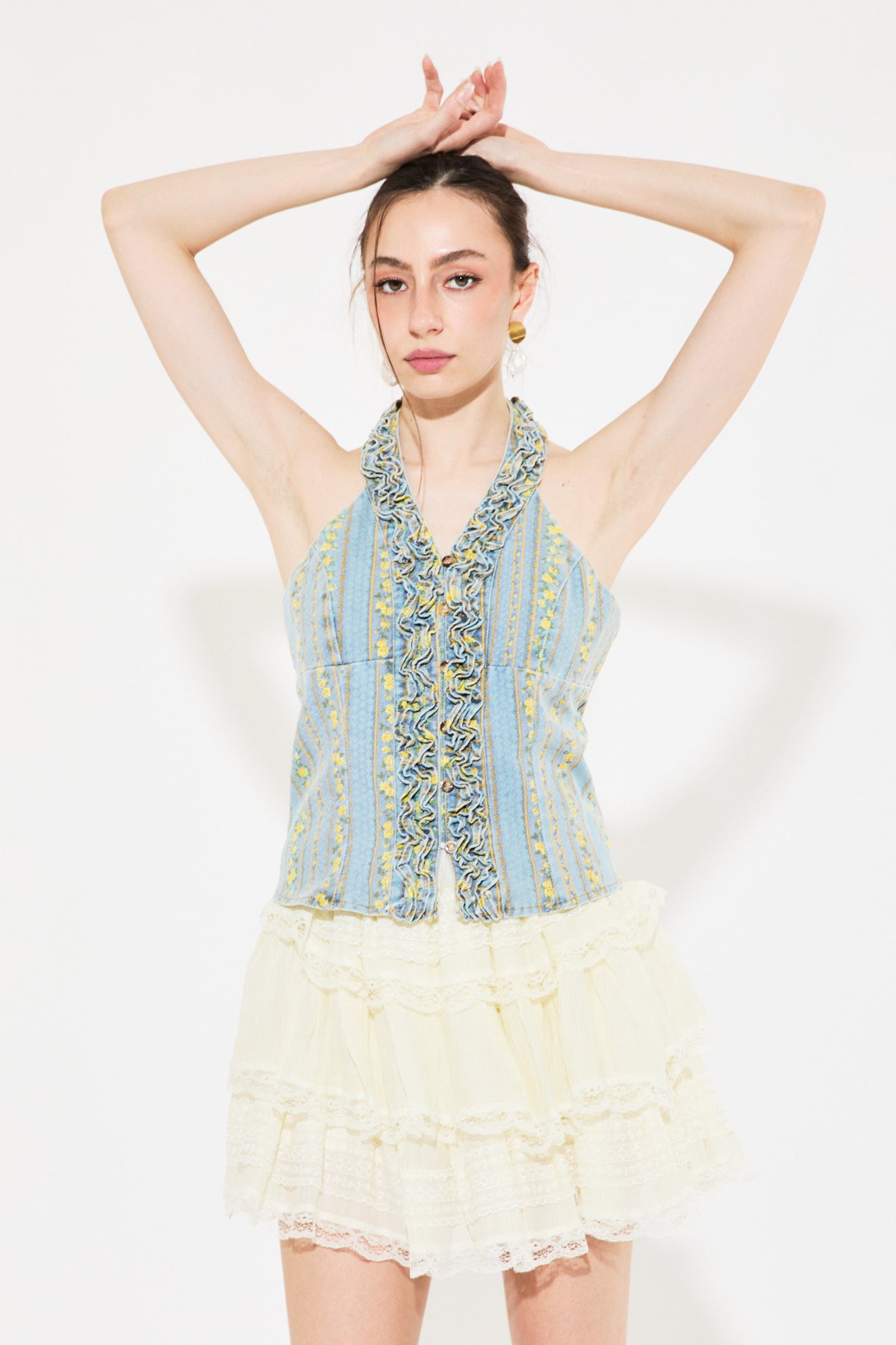 top denim stampato